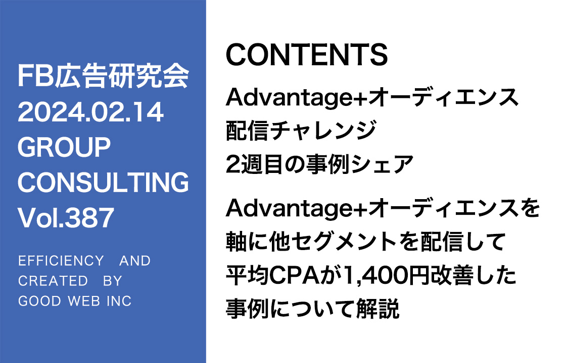 第387回 Advantage+オーディエンスチャレンジ、認知広告の結果をシェア